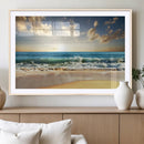 Golden Sunset Beach Triptych Canvas Wall Art for Living Room