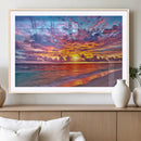 Vibrant Sunset Beach Wall Art - Ocean Sunset Canvas Print |