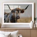 Texas Bull Longhorn Wall Art Canvas Print for Farm House