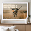 Texas Cow Longhorn Wall Art Canvas Print for Farm House Wall