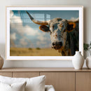 Longhorn in the Prairie - Stunning Ranch-Style Triptych Wall