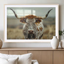 Texas Cow Longhorn Wall Art Canvas Print for Farm House Wall
