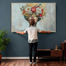 Golden Petal Wall Art Canvas Print - Silhouette Woman Wall