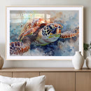 Watercolor Sea Turtle Wall Art Canvas Print - Vibrant Ocean