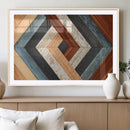 Geometric Wood Art Wall Decor Canvas Print, Rustic Wooden
