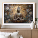 Golden Buddha Wall Art Canvas Print | Zen Meditation Floral