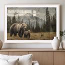 Rustic Grizzly 399 Bear Family Wall Art Canvas Print