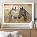 Chines Ink Style Grunge Horses Wall Art Canvas Print