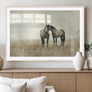 Chines Style Grunge Horses Wall Art Canvas Print