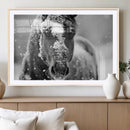 Black and White Horse Winter Wall Art | Ready to Hang and
