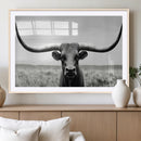 Longhorn Bull Canvas Print | Rustic Farmhouse Wall Art |