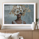 Golden Petal Wall Art - Petal Silhouette Woman Wall Art by MyGreatCanvas | Canvas Wall Art Prints | Photo Prints & Wall Decor