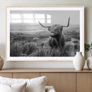 Scottish Highland Cow Wall Art | Black and White Canvas