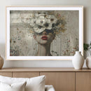 Abstract Floral Women Patel Wall Art Canvas Print