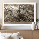 Sepia Framed Angel Oak Tree Wall Art - 3-Panel Canvas