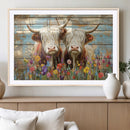 Cute Highland Cow Canvas Wall Art - Rustic Farmhouse Decor