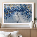 Blue and Gold Abstract Tree Wall Art Canvas Print | Modern