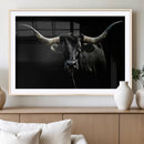 Texas Black Longhorn Bull Wall Art Canvas Print - Western by MyGreatCanvas | Canvas Wall Art Prints | Photo Prints & Wall Decor
