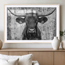 Abstract Longhorn Bull Wall Art Canvas Print - Rustic Texas