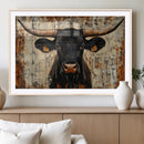Rustic Texas Artwork Wall Art Canvas Print - Abstract Cow