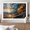 Ocean Wave at Sunset Canvas Wall Art – Vibrant Coastal Beach