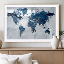 Modern Blue World Map Canvas Print – Framed Wall Art, by MyGreatCanvas | Canvas Wall Art Prints | Photo Prints & Wall Decor