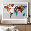 Colorful World Map Canvas Wall Art Print, Contemporary