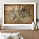 Vintage World Map Wall Art Canvas – Antique Style Push Pin