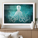 Green Octopus Abstract Wall Art Canvas Print