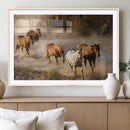 Large Wall Art 5 Horses Running on Sand Canvas Print