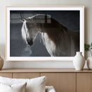 Large Wall Art Cream Colored Horse on Grey Background Canvas