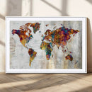 Vintage World Map Canvas Wall Art Print, Warm Tone Global