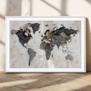 Abstract Map Printing - Modern World Map Canvas Wall Art for
