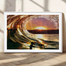 Golden Wave Sunset Triptych Canvas Art, Giclee Canvas Print