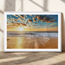 Golden Sunset Beach Print Canvas Wall Art, Giclee Canvas