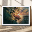 Ocean Wave Sunset Canvas Wall Art – Triptych Seascape Print