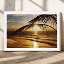 Golden Tropical Beach Sunset Canvas Triptych, Coastal Palm by MyGreatCanvas | Canvas Wall Art Prints | Photo Prints & Wall Decor