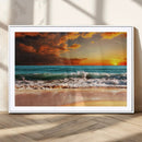 Golden Sunset Beach Canvas Wall Art – Triptych Seascape