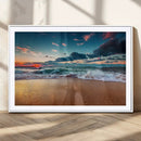 Sunset on Beach Wall Art Ocean Beach Canvas Print