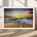 Golden Sunset Ocean Waves Wall Art Canvas Print – Multi