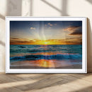 Vibrant Ocean Sunrise Over Golden Beach Waves, Giclee Canvas by MyGreatCanvas | Canvas Wall Art Prints | Photo Prints & Wall Decor