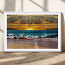 Ocean Sunrise Over Golden Beach Waves, Giclee Canvas Wall