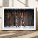 Vintage Ski Gear Canvas Print, Vintage Ski Gear Against