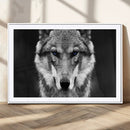 Black and White Wild Wolf Wall Art Canvas Print