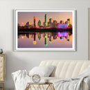 Colorful Dallas City Lights Night Skyline Wall Art Print