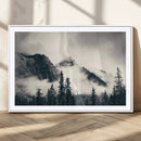 Forest Mountain Print - Black and White Canvas Wall Art with