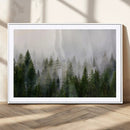 Misty Pine Forest Wall Art Canvas Print | 3 Panel Green