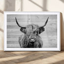 Scottish Highland Cow Cattle Art Print on Wood Background by MyGreatCanvas | Canvas Wall Art Prints | Photo Prints & Wall Decor