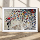 Banksy Art Butterfly Girl Explosion Canvas Art – Vibrant