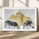 Golden Mountain Triptych Wall Art Canvas Print, Modern
